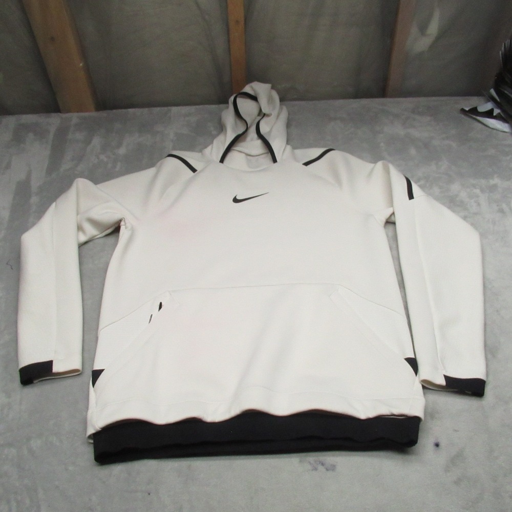 Nike N.A.C. Hoodie Mens Small White Dri-FIT Fleece Training Workout Gym Pullover